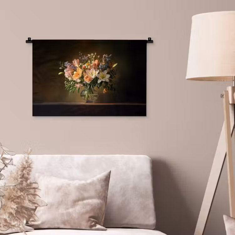 Wandkleed - Glazen - Bloemen - Boeket - Kleuren — 2
