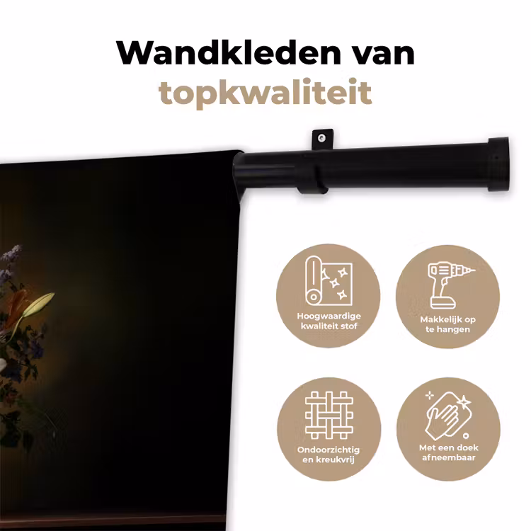 Wandkleed - Glazen - Bloemen - Boeket - Kleuren — 3
