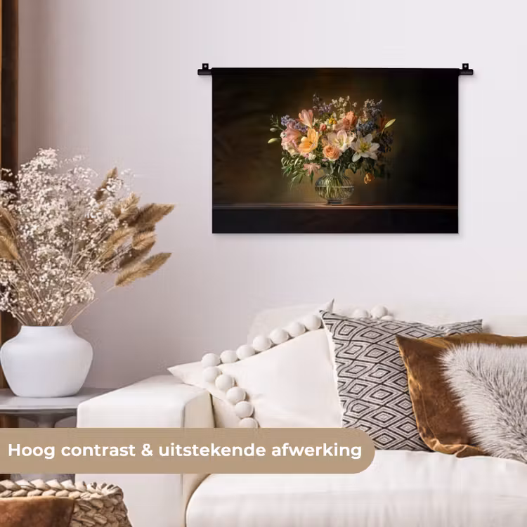 Wandkleed - Glazen - Bloemen - Boeket - Kleuren — 4