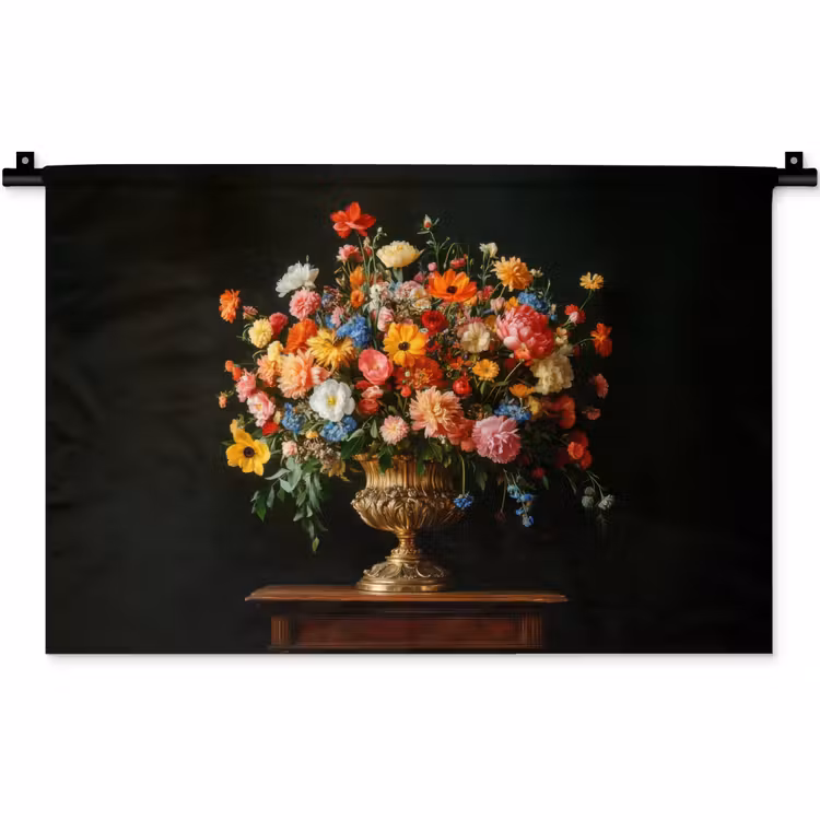 Wandkleed - Goud - Bloemen - Kleuren - Vaas — 1
