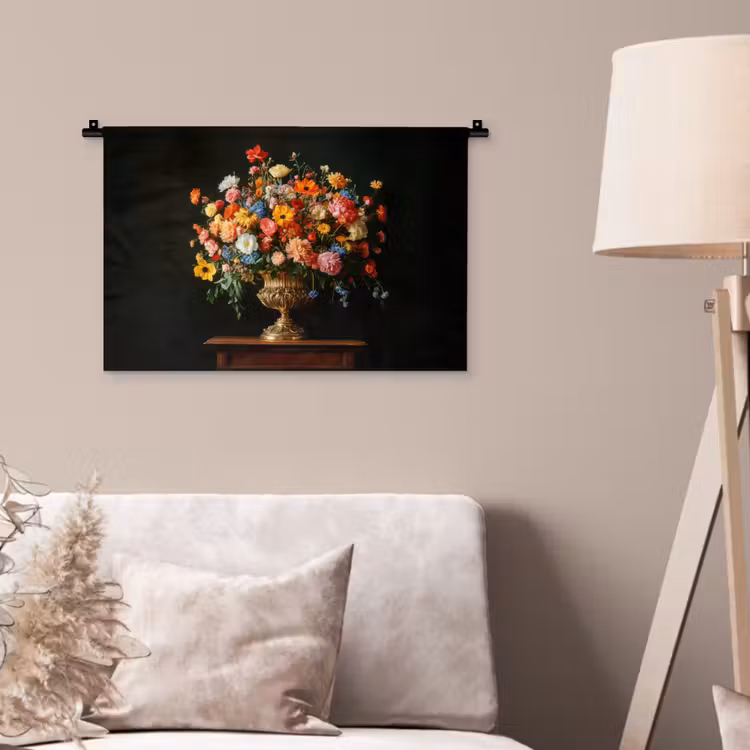 Wandkleed - Goud - Bloemen - Kleuren - Vaas — 2