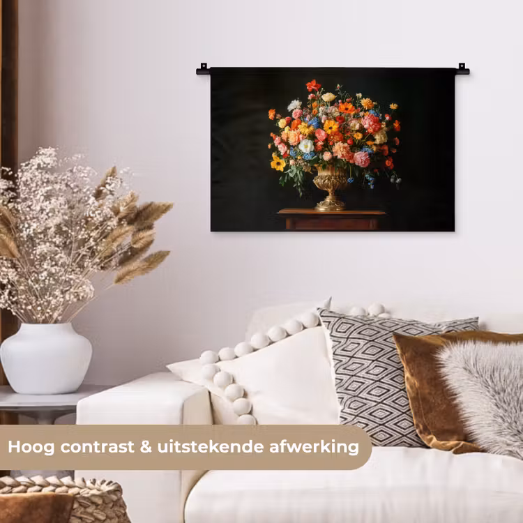 Wandkleed - Goud - Bloemen - Kleuren - Vaas — 4