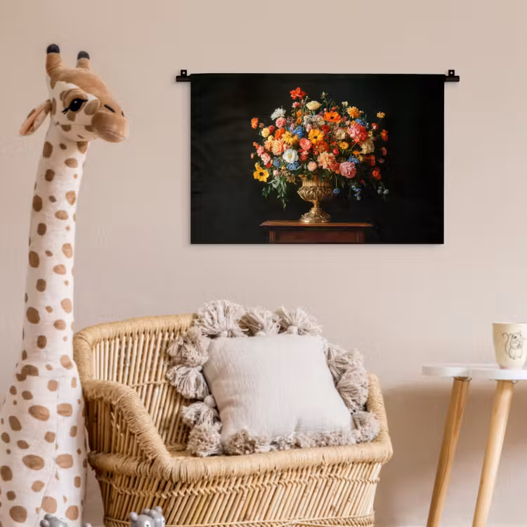 Wandkleed - Goud - Bloemen - Kleuren - Vaas — 5