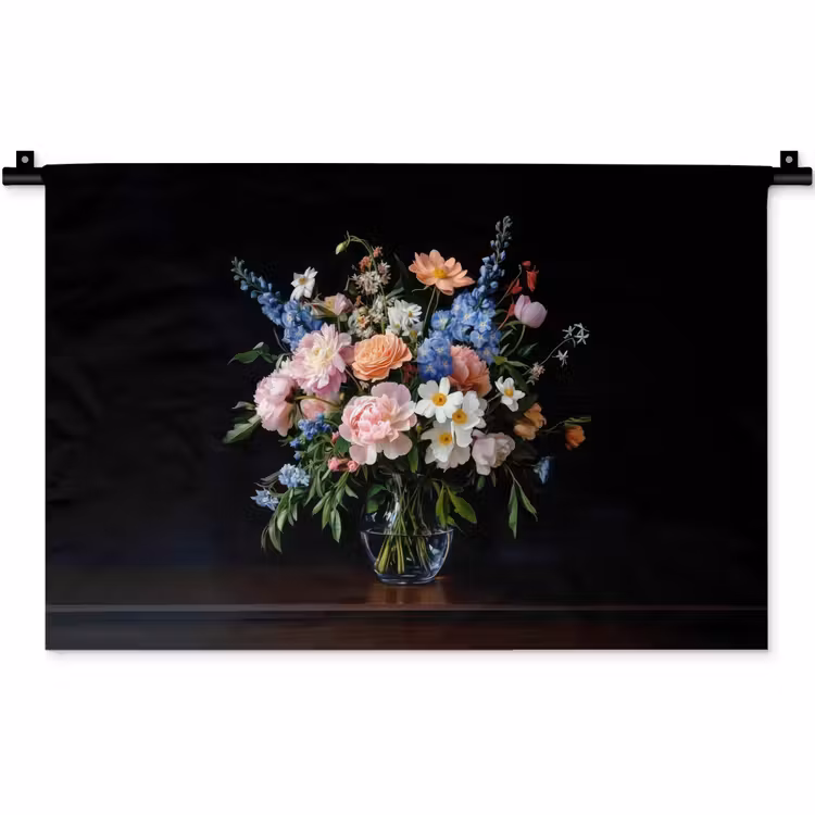 Wandkleed - Pastel - Bloemen - Glazen - Vaas — 1