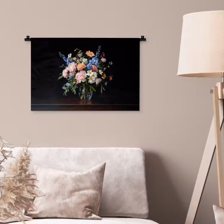Wandkleed - Pastel - Bloemen - Glazen - Vaas — 2