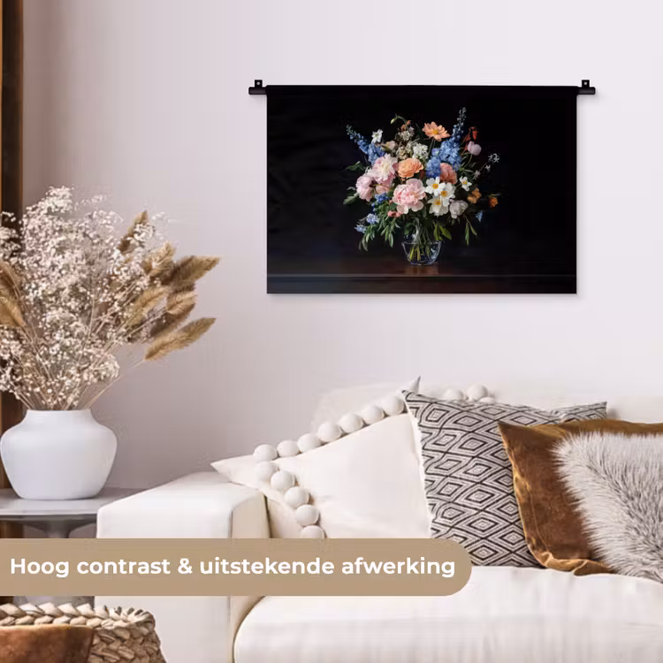 Wandkleed - Pastel - Bloemen - Glazen - Vaas — 4