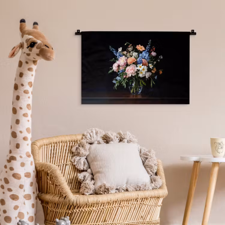 Wandkleed - Pastel - Bloemen - Glazen - Vaas — 5