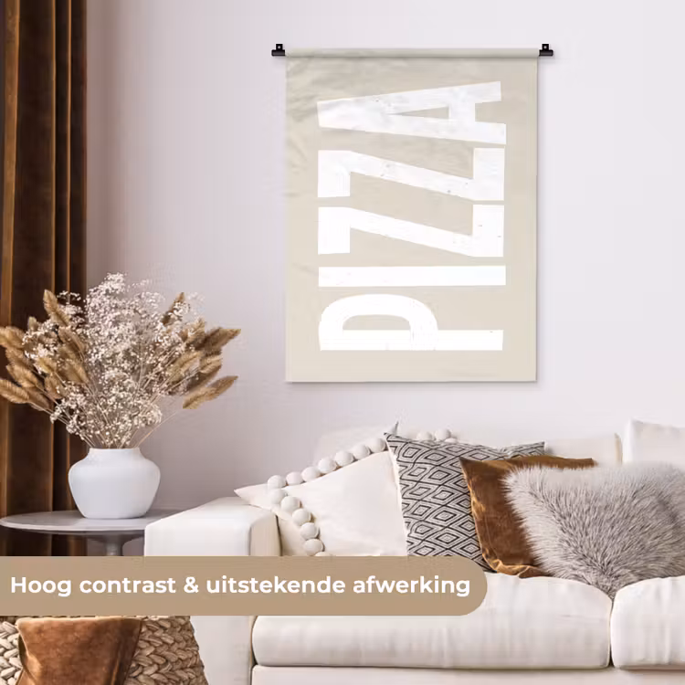 Wandkleed - Pizza - Decoratie - Japandi - Wit — 5