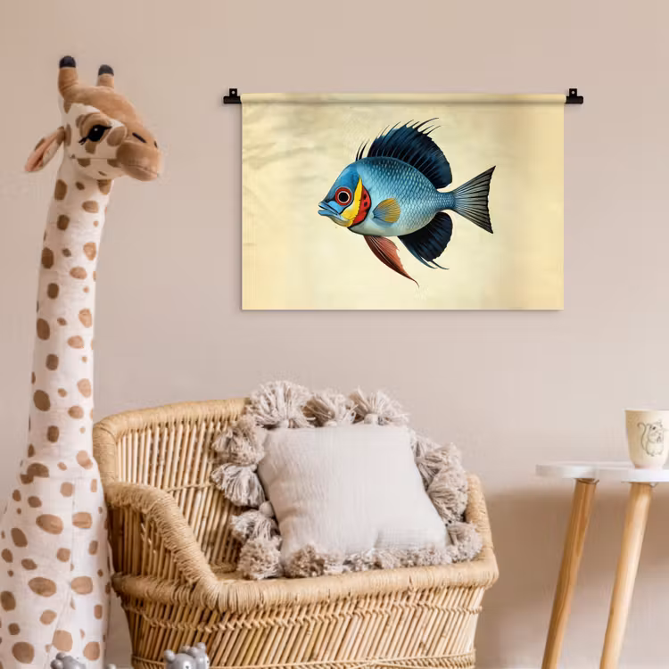 Wandkleed - Blauw - Kieuwen - Vis - Illustratie — 5