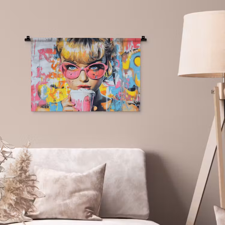 Wandkleed - Expressief - Milkshake - Vrouw - Felle kleuren — 2