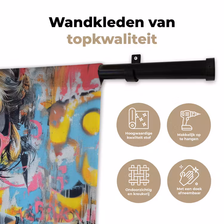 Wandkleed - Expressief - Milkshake - Vrouw - Felle kleuren — 3