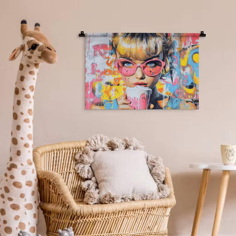 Wandkleed - Expressief - Milkshake - Vrouw - Felle kleuren — 5