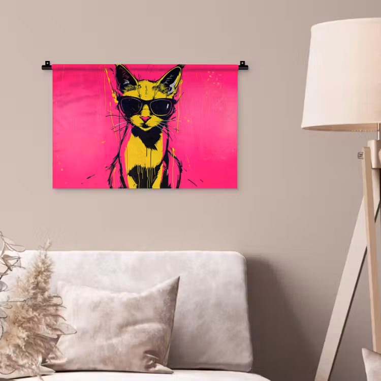 Wandkleed - Kat - Art - Zonnebril - Roze — 2