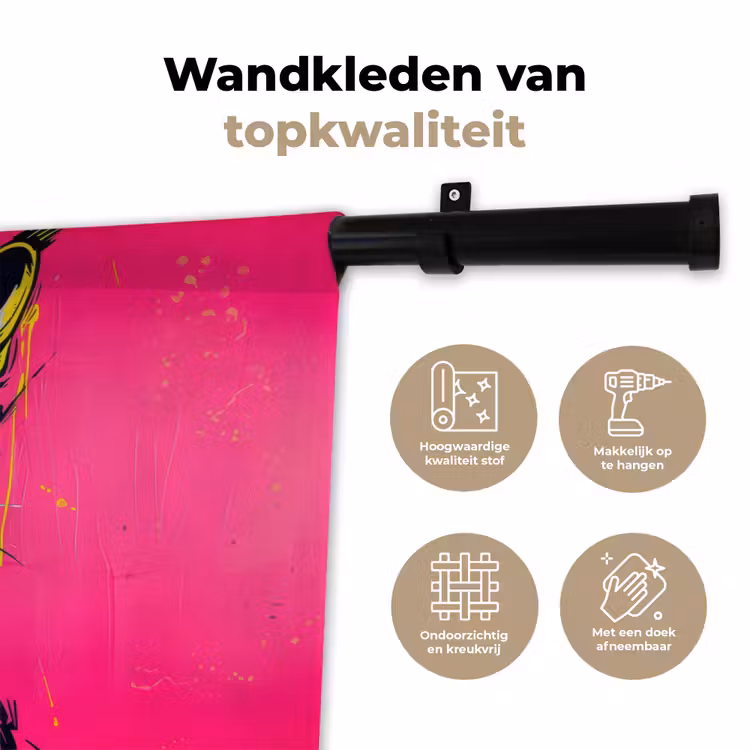 Wandkleed - Kat - Art - Zonnebril - Roze — 3