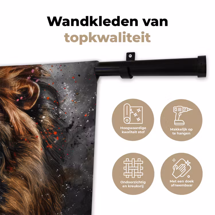 Wandkleed - Leeuw - Dieren - Portret - Zwart - Luxe — 3