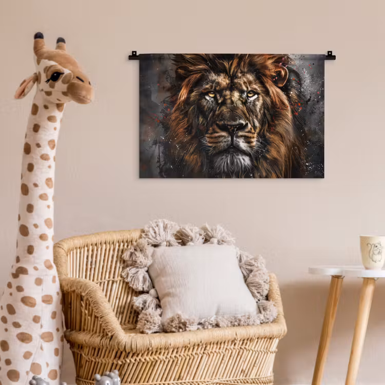 Wandkleed - Leeuw - Dieren - Portret - Zwart - Luxe — 5