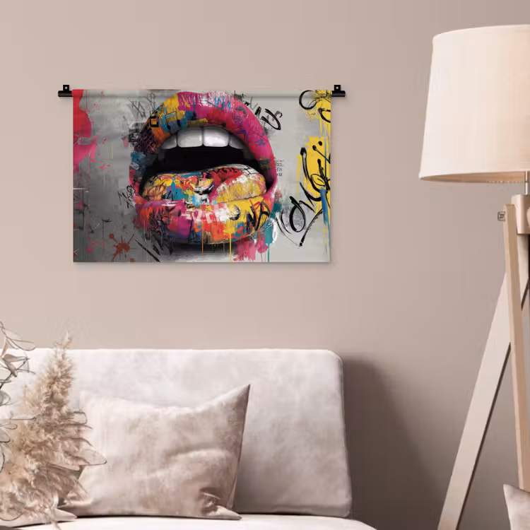 Wandkleed - Lippen - Graffiti - Expressief — 2