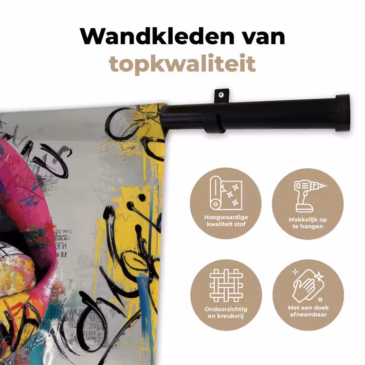 Wandkleed - Lippen - Graffiti - Expressief — 3