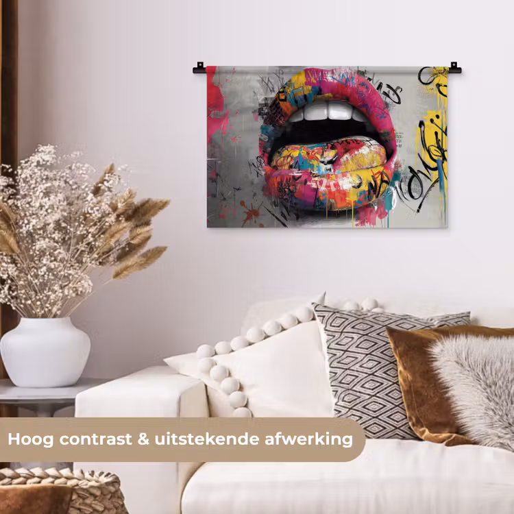 Wandkleed - Lippen - Graffiti - Expressief — 4