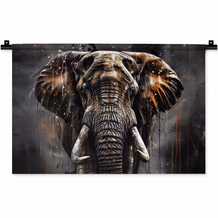 Wandkleed - Olifant - Watercolor - Wilde dieren - Luxe — 1