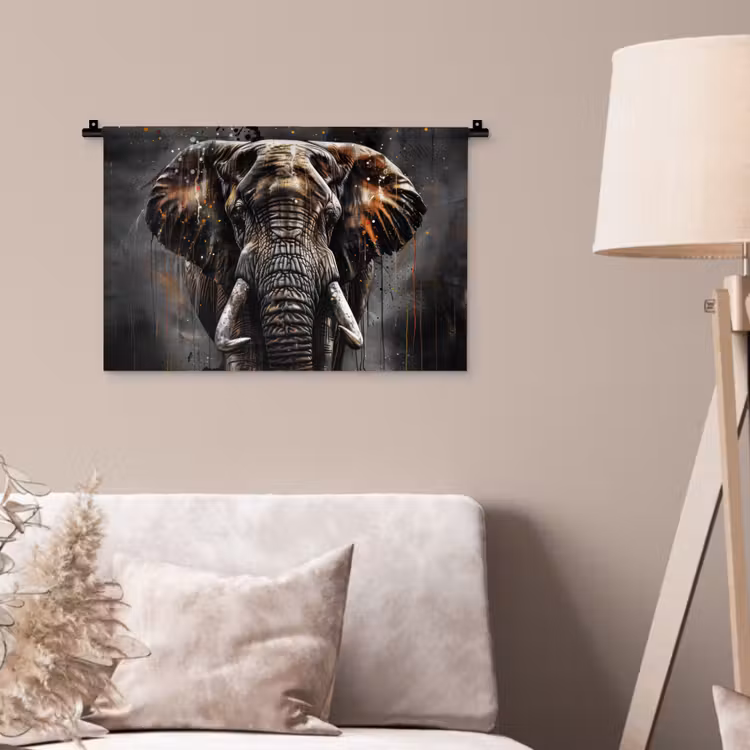 Wandkleed - Olifant - Watercolor - Wilde dieren - Luxe — 2