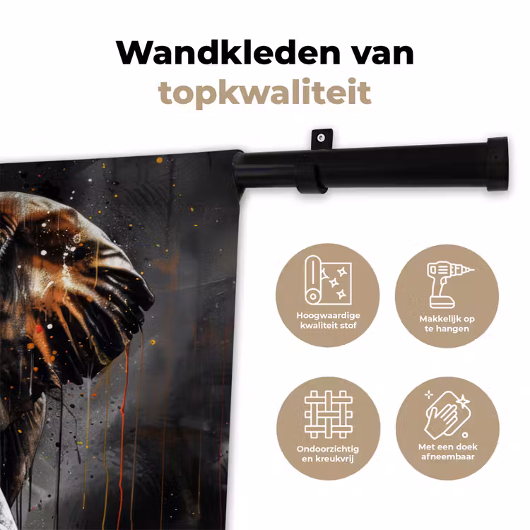 Wandkleed - Olifant - Watercolor - Wilde dieren - Luxe — 3