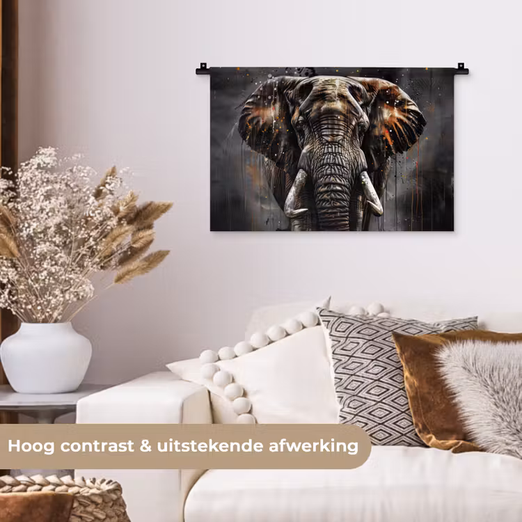Wandkleed - Olifant - Watercolor - Wilde dieren - Luxe — 4
