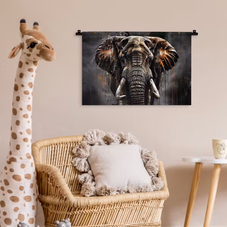 Wandkleed - Olifant - Watercolor - Wilde dieren - Luxe — 5