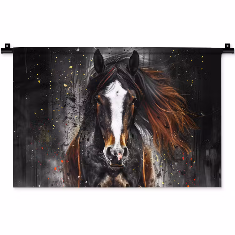 Wandkleed - Paard - Dieren - Zwart - Luxe - Modern — 1