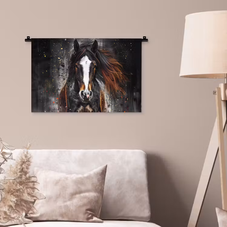 Wandkleed - Paard - Dieren - Zwart - Luxe - Modern — 2