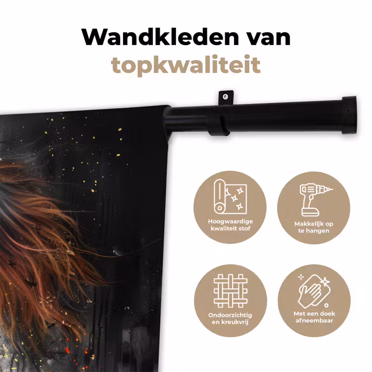 Wandkleed - Paard - Dieren - Zwart - Luxe - Modern — 3
