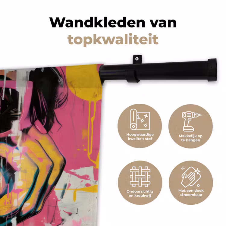 Wandkleed - Portret - Vrouw - Abstract - Zonnebril — 3