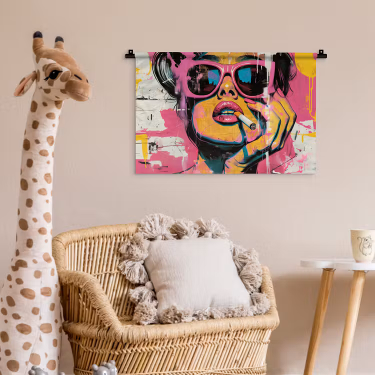 Wandkleed - Portret - Vrouw - Abstract - Zonnebril — 5
