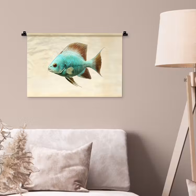 Wandkleed - Schubben - Vis - Mint - Minimalistisch — 2