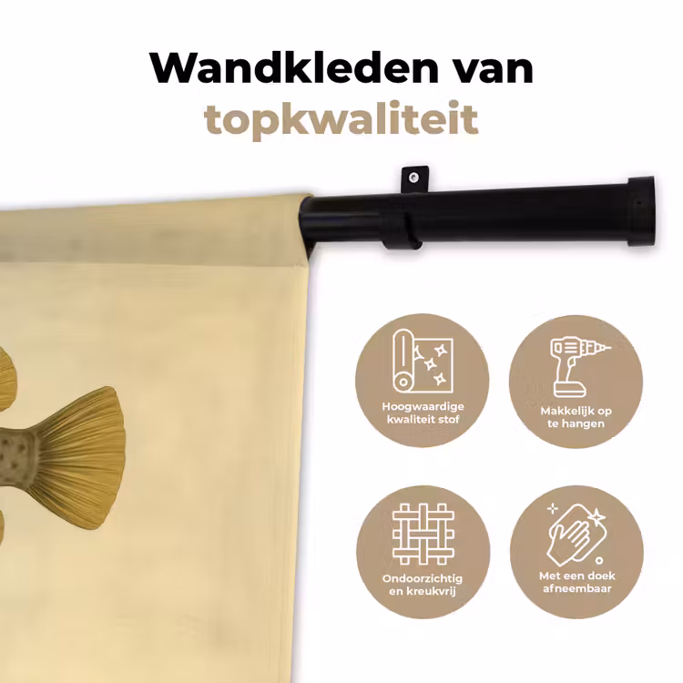 Wandkleed - Stekels - Vis - Opgeblazen - Bruin — 3