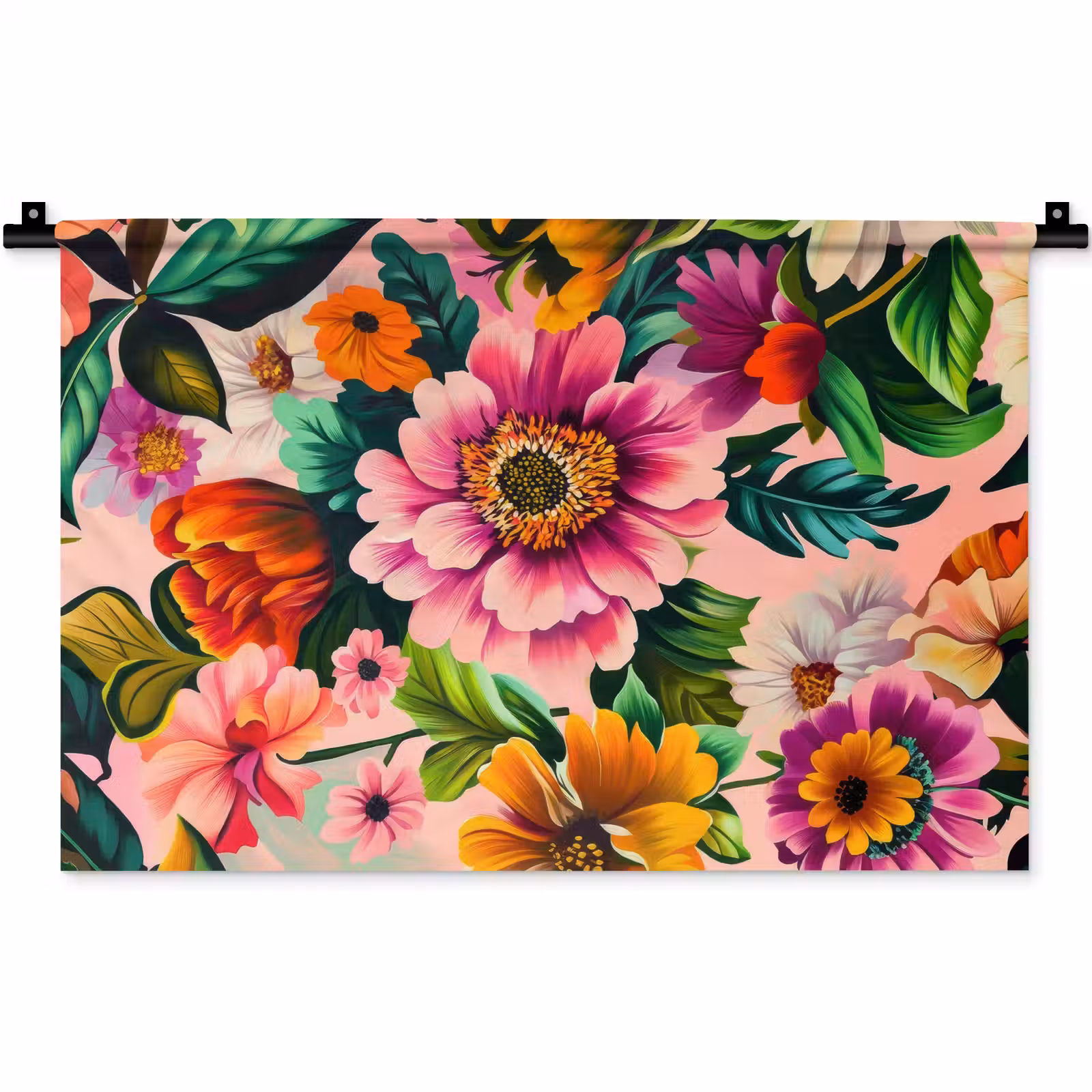 Wandkleed - Bloemen - Kleurrijk - Roze — 1