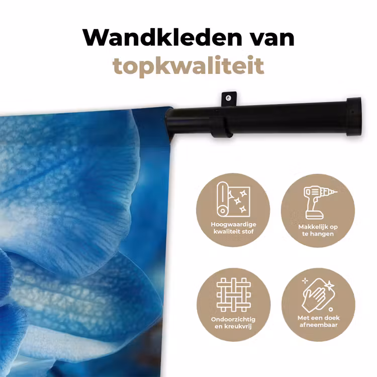 Wandkleed - Blauw - Orchidee - Elegeant — 3