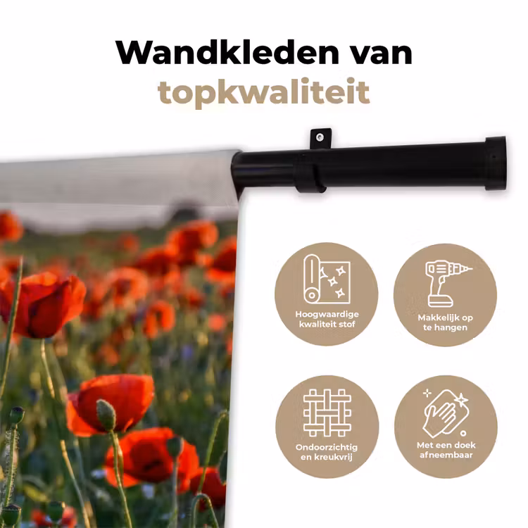 Wandkleed - Bloemen - Klaprozen - Natuur - Rood — 3