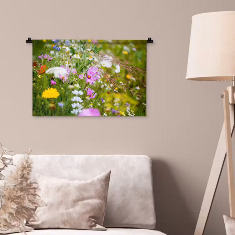 Wandkleed - Bloemen - Natuur - Groen - Gras - Paars - Wit — 2