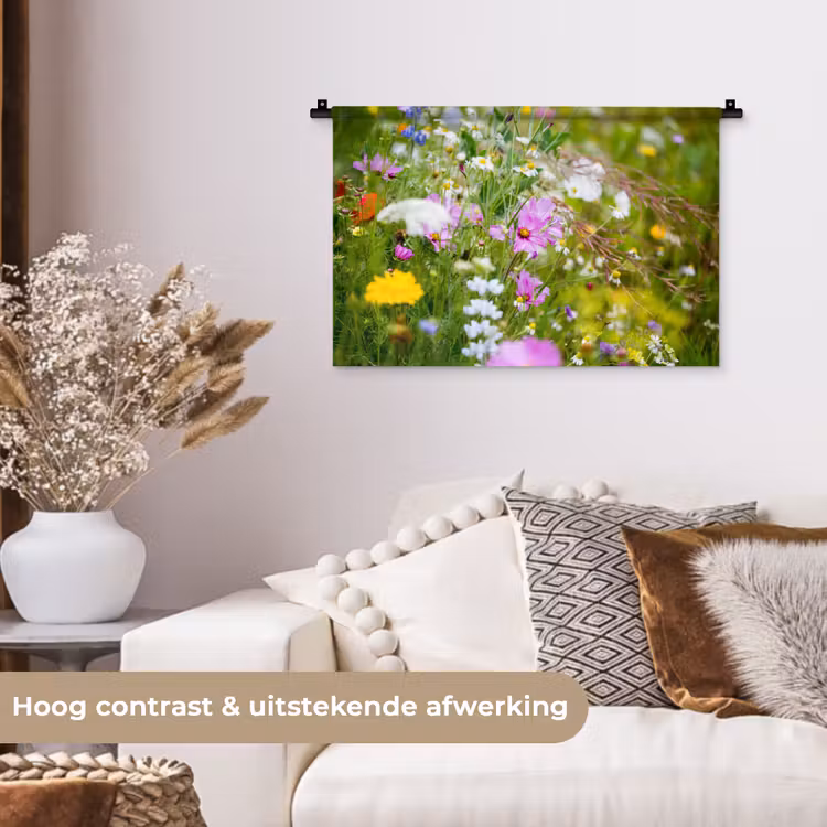 Wandkleed - Bloemen - Natuur - Groen - Gras - Paars - Wit — 4
