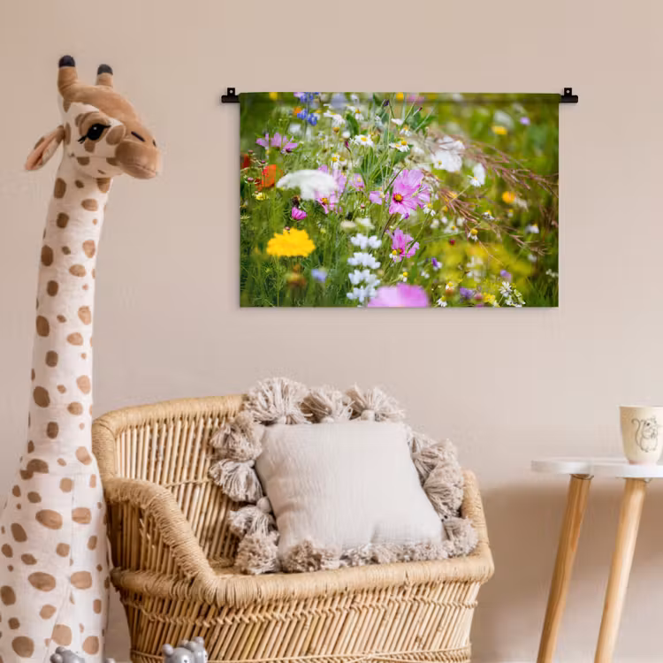 Wandkleed - Bloemen - Natuur - Groen - Gras - Paars - Wit — 5
