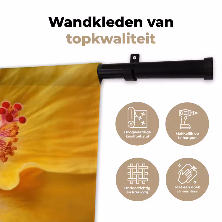 Wandkleed - Geel - Hibiscus - Tropisch — 3