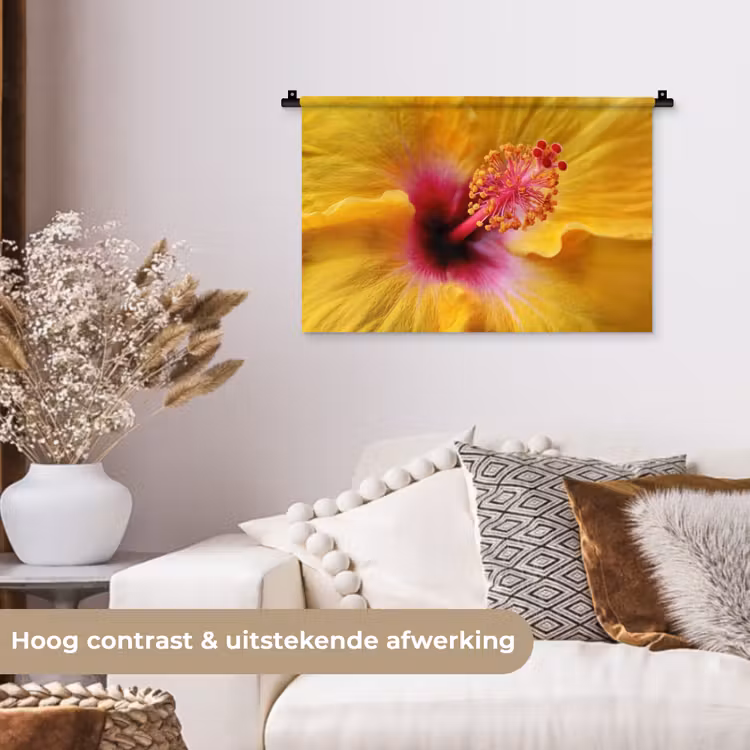Wandkleed - Geel - Hibiscus - Tropisch — 4