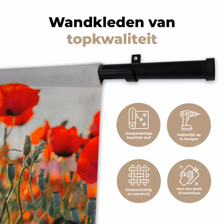 Wandkleed - Klaproos - Bloemen - Rood - Paars - Weide — 3