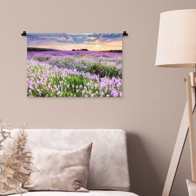 Wandkleed - Lavendel - Bloemen - Zonsondergang - Paars - Weide — 2