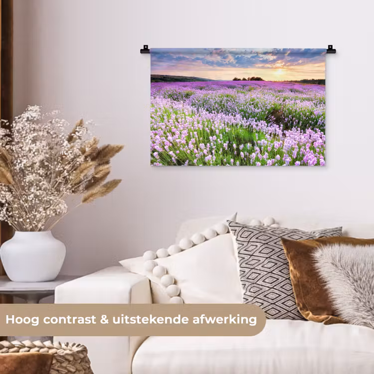 Wandkleed - Lavendel - Bloemen - Zonsondergang - Paars - Weide — 4