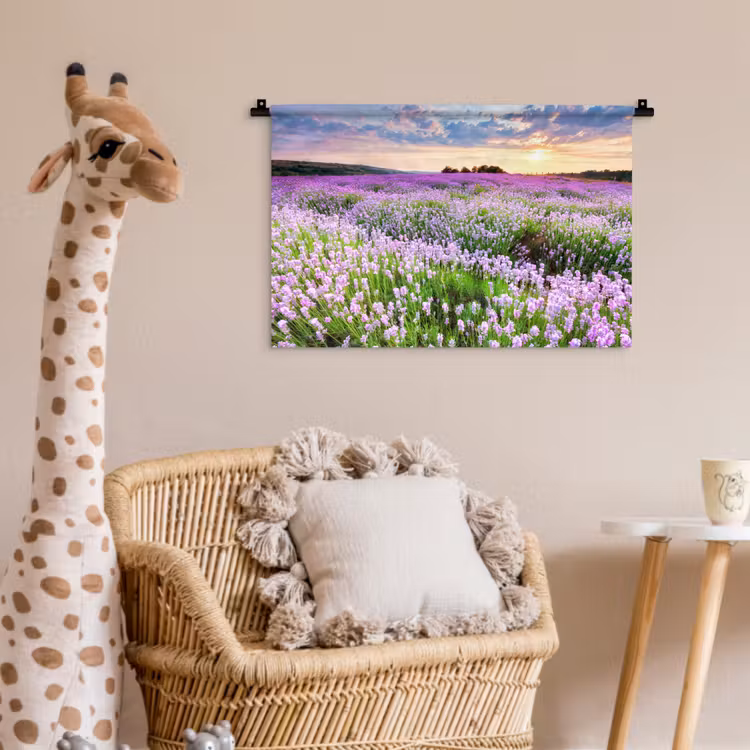 Wandkleed - Lavendel - Bloemen - Zonsondergang - Paars - Weide — 5