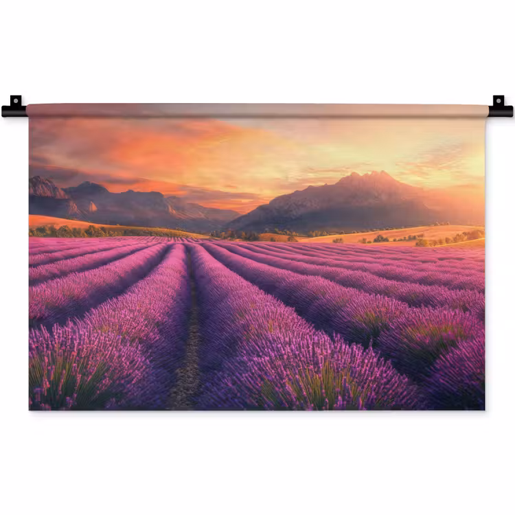 Wandkleed - Lavendelveld - Zonsondergang - Paars — 1