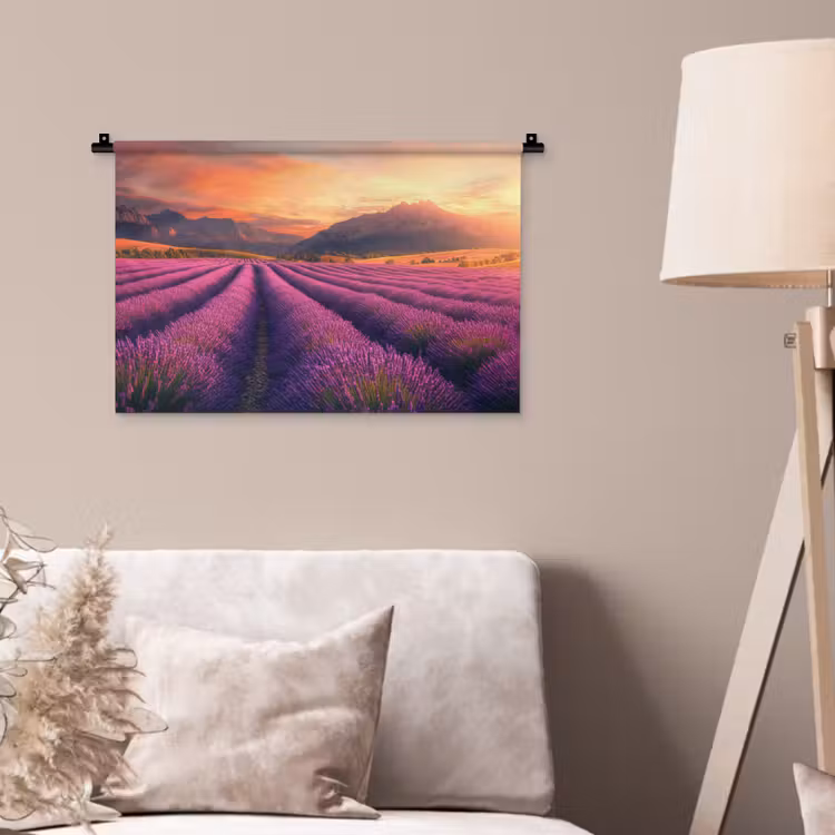 Wandkleed - Lavendelveld - Zonsondergang - Paars — 2
