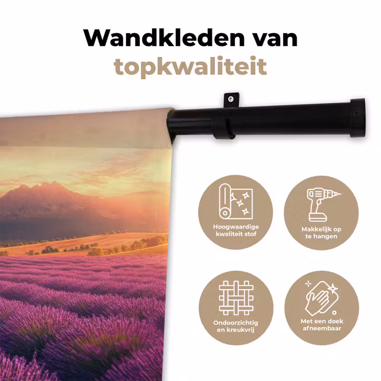 Wandkleed - Lavendelveld - Zonsondergang - Paars — 3